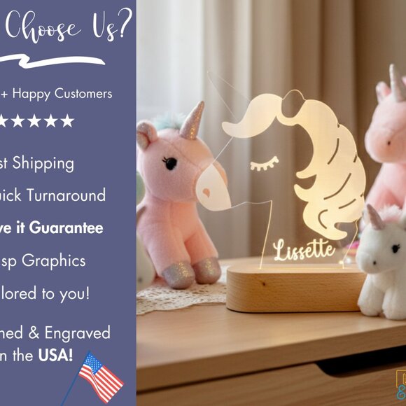 Personalized Magical Unicorn Night Light – Unique LED Room Decor - Picture 4 of 8
